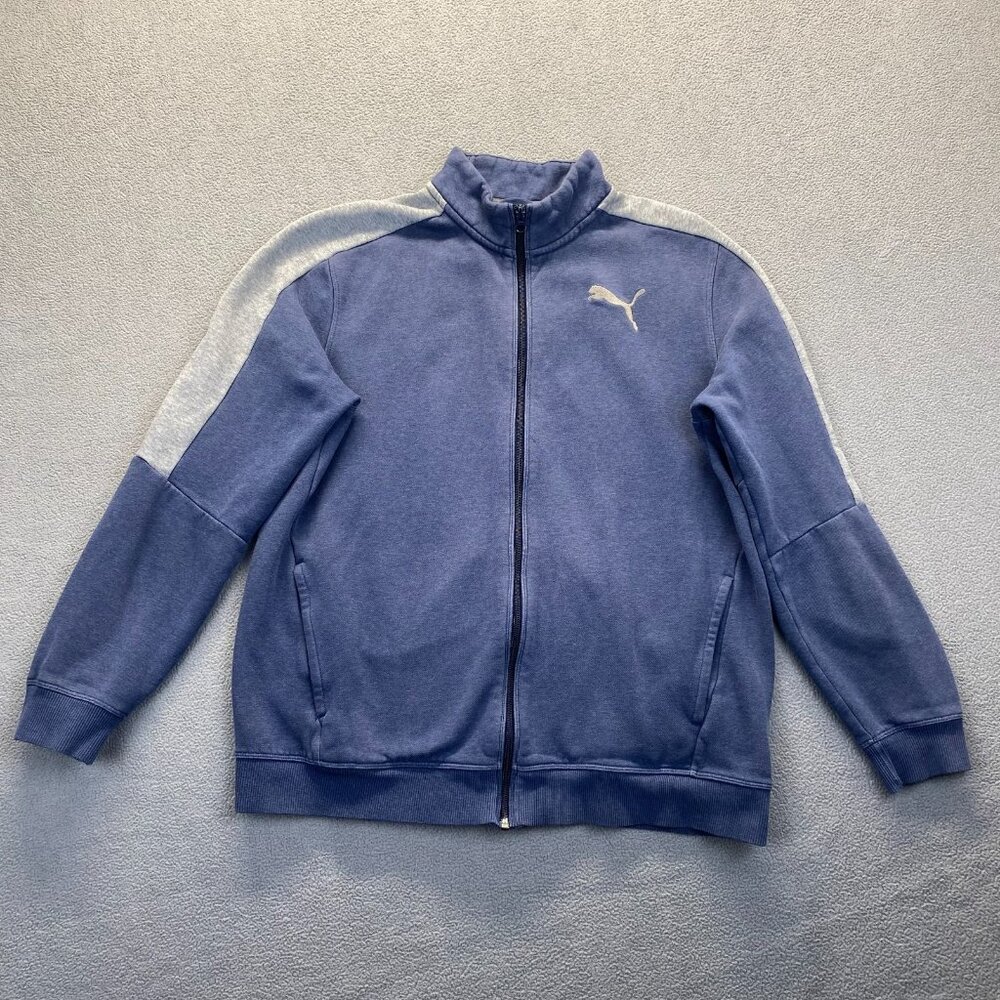 Puma Sweater Mens‎ Size Large Blue Full Zip Performance Pockets Cotton,Blue